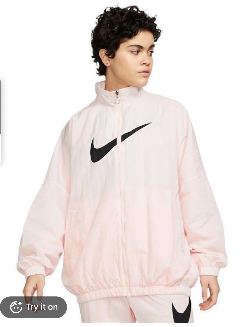 Nike Women’s Light Pink Bomber Jacket with Black Swoosh